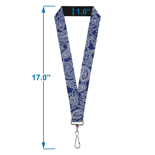 Buckle Down Lanyard - 1.0" - Paisley Blue White