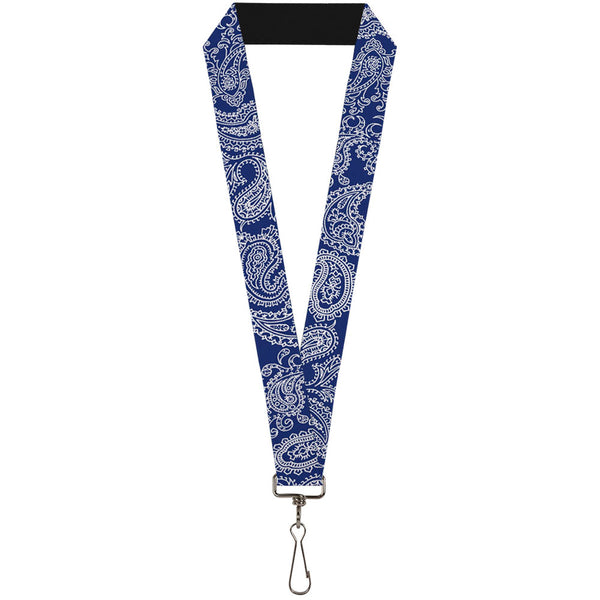 buckle down Lanyard - 1.0" - Paisley Blue White
