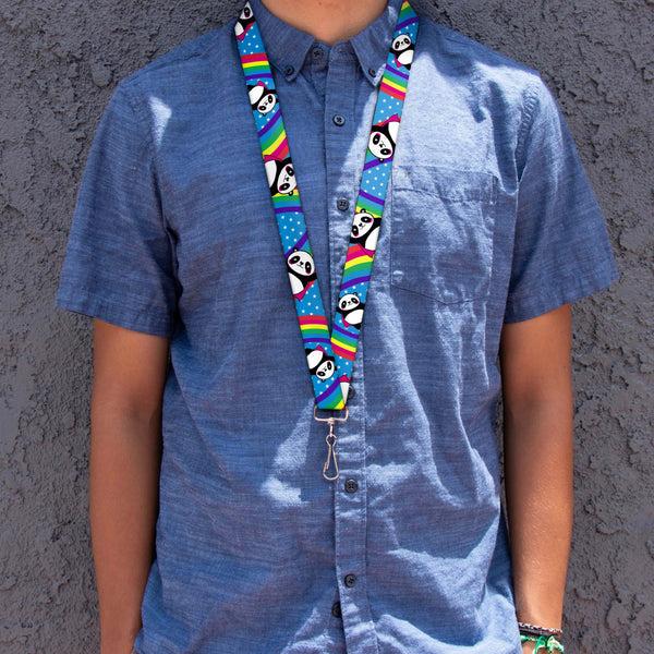 Buckle Down Lanyard - 1.0" - Pandas & Rainbows W Stars