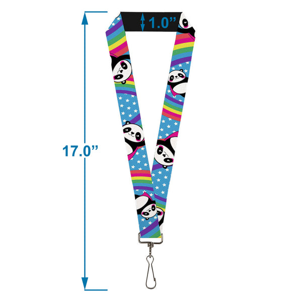 Buckle Down Lanyard - 1.0" - Pandas & Rainbows W Stars