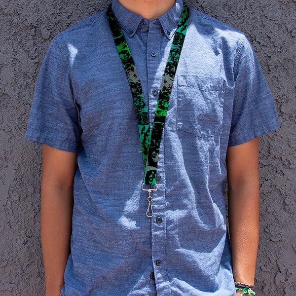 Buckle Down Lanyard - 1.0" - Retro Monster Aqua Black