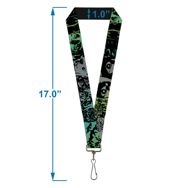 Buckle Down Lanyard - 1.0" - Retro Monster Aqua Black