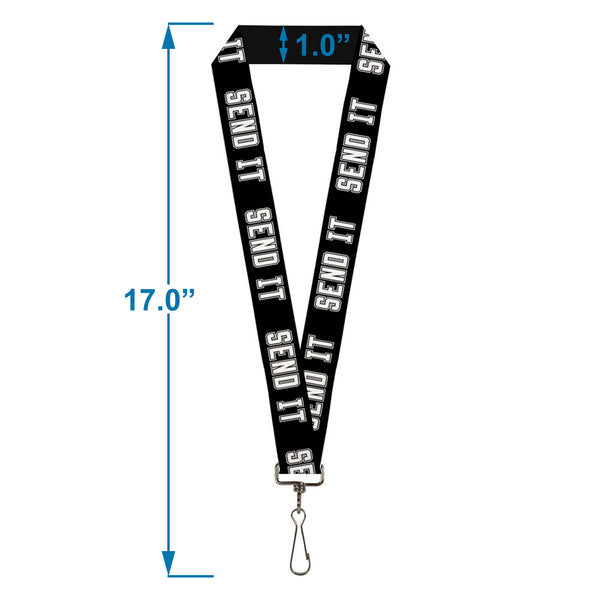 Buckle Down Lanyard - 1.0" - SEND IT Black White