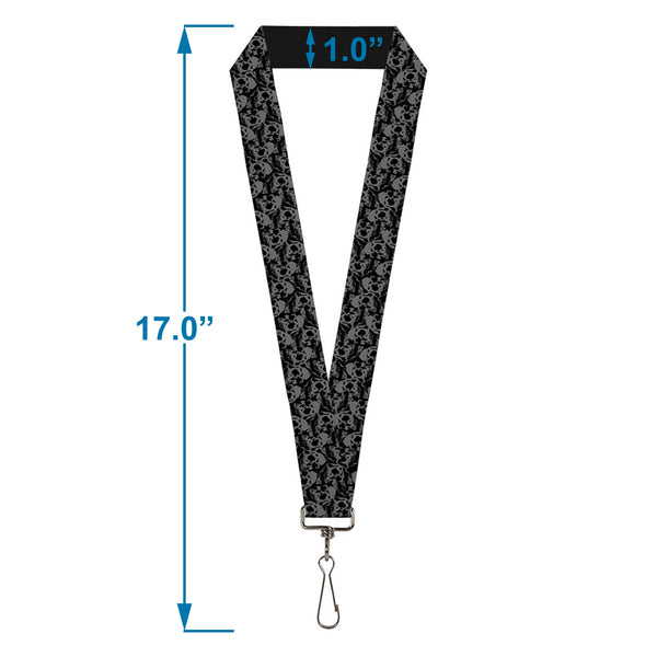 Buckle Down Lanyard - 1.0" - Skull Yard Black Gray