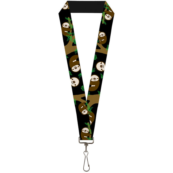 buckle down Lanyard - 1.0" - Sloth Face Hanging Black