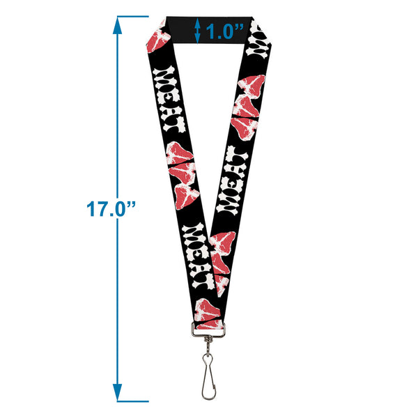 Buckle Down Lanyard - 1.0" - Steaks W MEAT Text