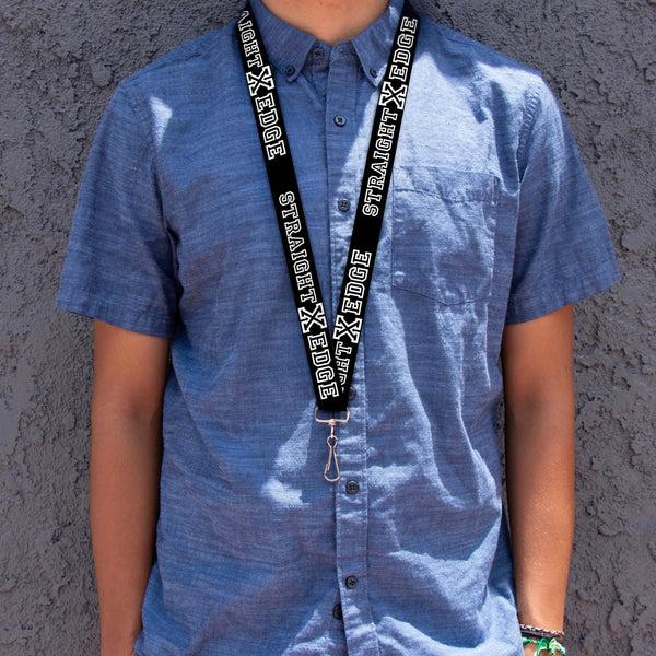 Buckle Down Lanyard - 1.0" - STRAIGHT EDGE Black White