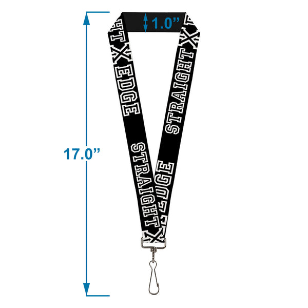 Buckle Down Lanyard - 1.0" - STRAIGHT EDGE Black White
