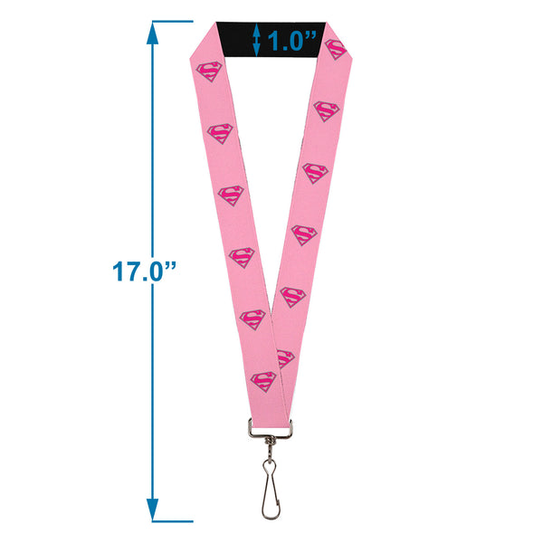 Buckle Down Lanyard - 1.0" - Superman Shield Pink