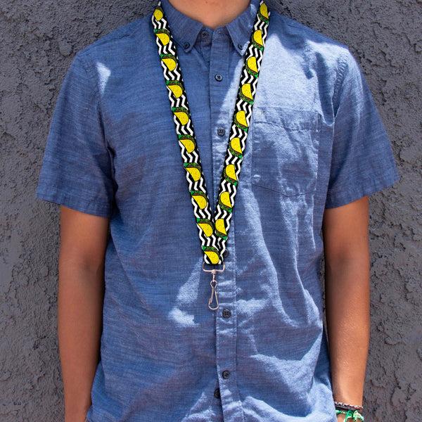 Buckle Down Lanyard - 1.0" - Taco Chevron Black White