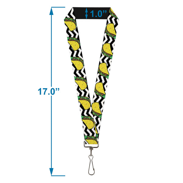 Buckle Down Lanyard - 1.0" - Taco Chevron Black White