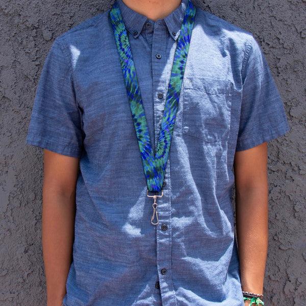 Buckle Down Lanyard - 1.0" - Tie Dye Green Blue Purple