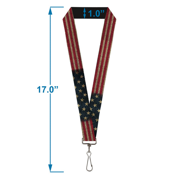 Buckle Down Lanyard - 1.0" - Vintage US Flag Stretch