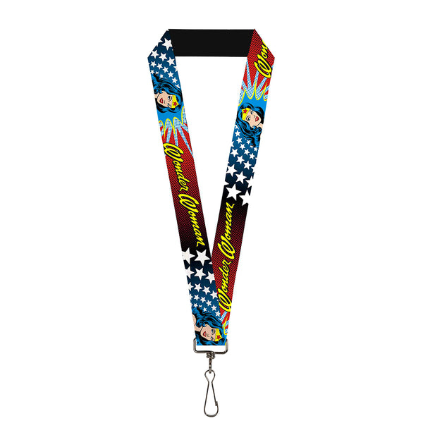 buckle down Lanyard - 1.0" - Wonder Woman Face w Stars