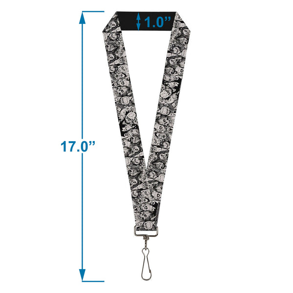 Buckle Down Lanyard - 1.0" - Zombie Skulls Sketch