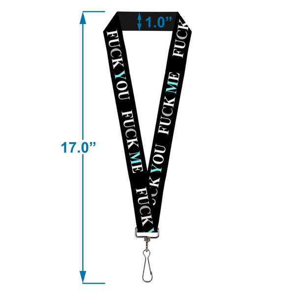 Buckle Down Buckle-Down Lanyard - FUCK YOU/FUCK ME Black/White/Blue