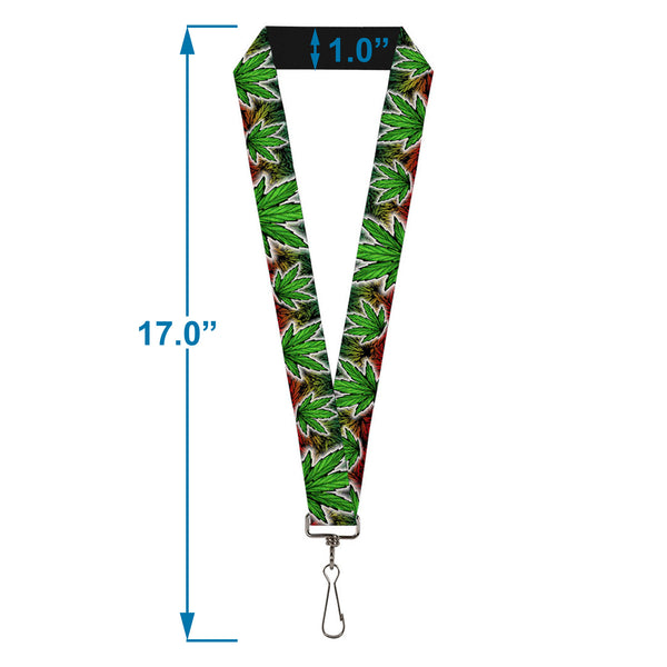 Buckle Down Buckle-Down Lanyard - Marijuana Haze Rasta/White