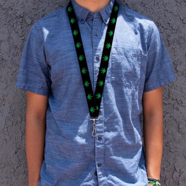 Buckle Down Buckle-Down Lanyard - Marijuana Leaf Repeat Black/Green