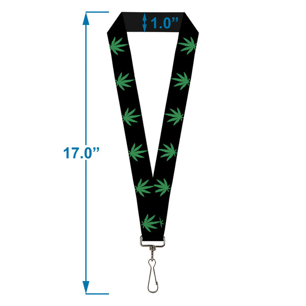Buckle Down Buckle-Down Lanyard - Marijuana Leaf Repeat Black/Green