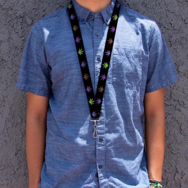 Buckle Down Buckle-Down Lanyard - Marijuana Leaf Repeat Black/Multi Color