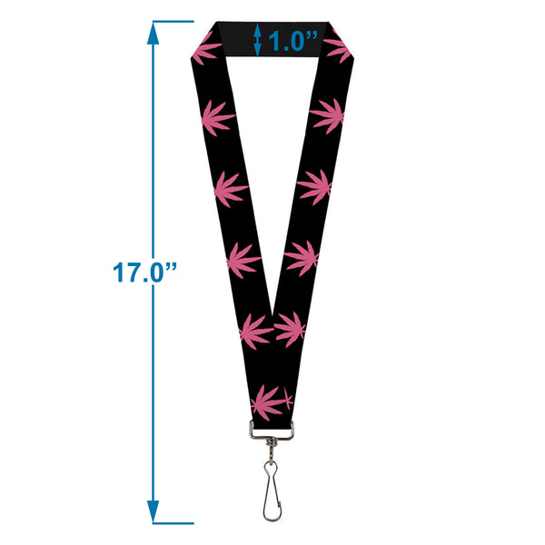 Buckle Down Buckle-Down Lanyard - Marijuana Leaf Repeat Black/Pink