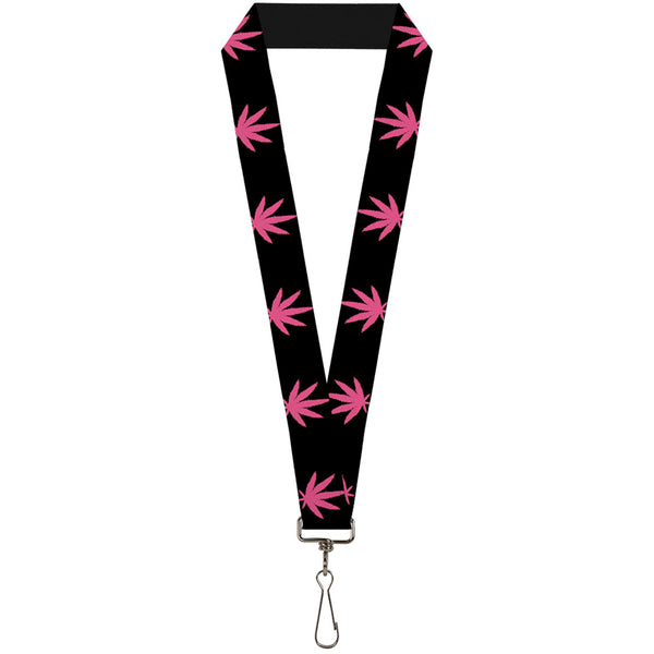buckle down Buckle-Down Lanyard - Marijuana Leaf Repeat Black/Pink