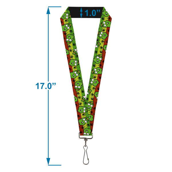 Buckle Down Buckle-Down Lanyard - Marijuana Nugs/Leaves Cartoon Rasta/Black