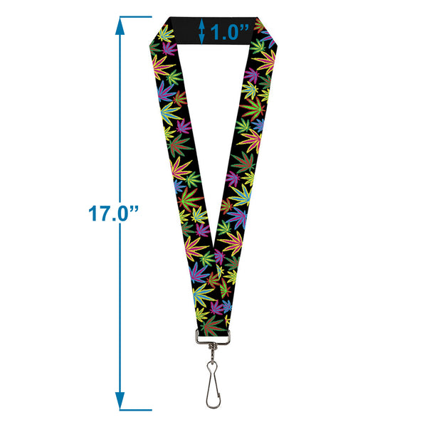Buckle Down Buckle-Down Lanyard - Multi Marijuana Leaves Black/Multi Color