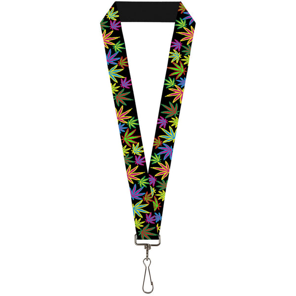buckle down Buckle-Down Lanyard - Multi Marijuana Leaves Black/Multi Color