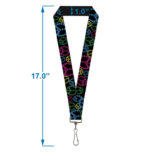 Buckle Down Buckle-Down Lanyard - Multi Marijuana Peace Black/Multi Color