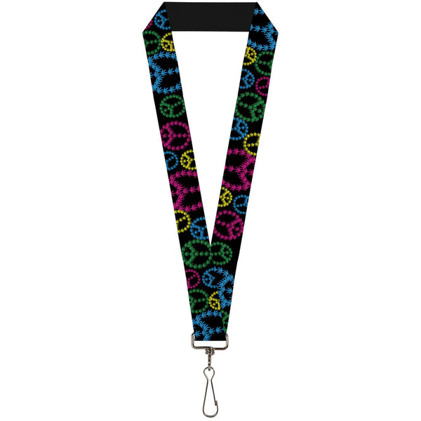 buckle down Buckle-Down Lanyard - Multi Marijuana Peace Black/Multi Color