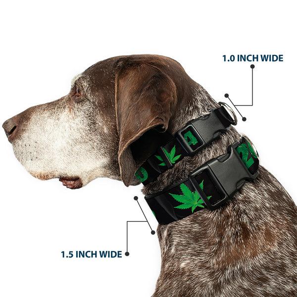 Buckle Down Buckle-Down Plastic Buckle Dog Collar - 420/Pot Leaf Black/Smoke/Green