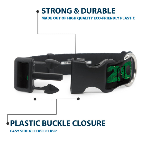 Buckle Down Buckle-Down Plastic Buckle Dog Collar - 420/Pot Leaf Black/Smoke/Green