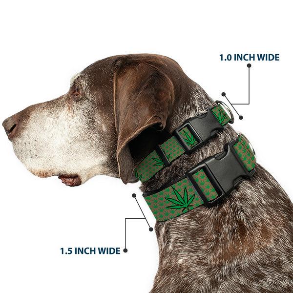 Buckle Down Buckle-Down Plastic Buckle Dog Collar - Marijuana Garden Tan/Green