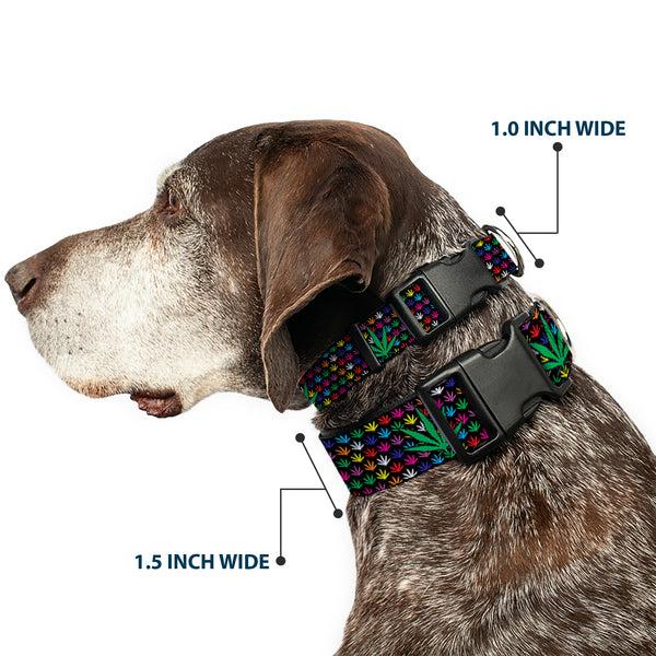 Buckle Down Buckle-Down Plastic Buckle Dog Collar - Marijuana Garden Black/Multi Color