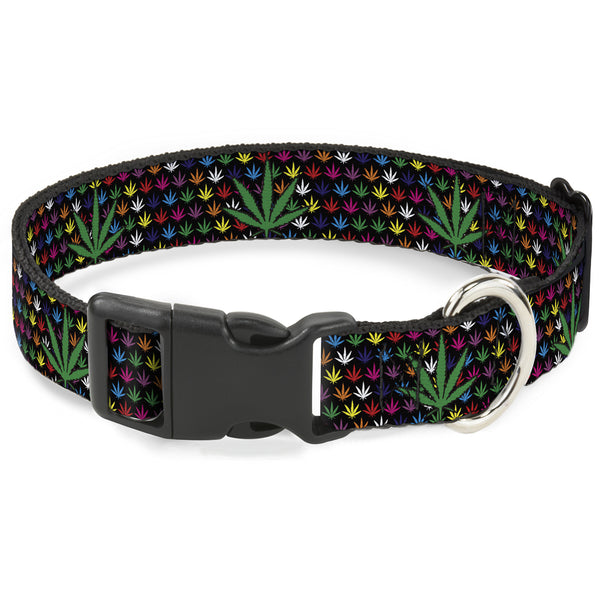 buckle down Buckle-Down Plastic Buckle Dog Collar - Marijuana Garden Black/Multi Color
