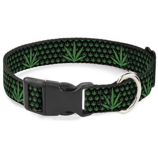 buckle down Buckle-Down Plastic Buckle Dog Collar - Marijuana Garden Black/Green