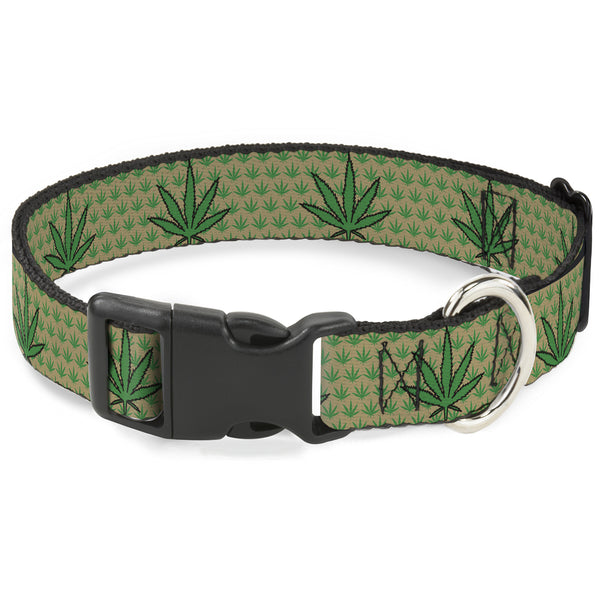 buckle down Buckle-Down Plastic Buckle Dog Collar - Marijuana Garden Tan/Green