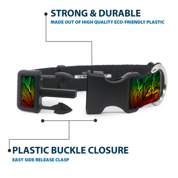 Buckle Down Buckle-Down Plastic Buckle Dog Collar - Marijuana Haze Rasta/Rasta