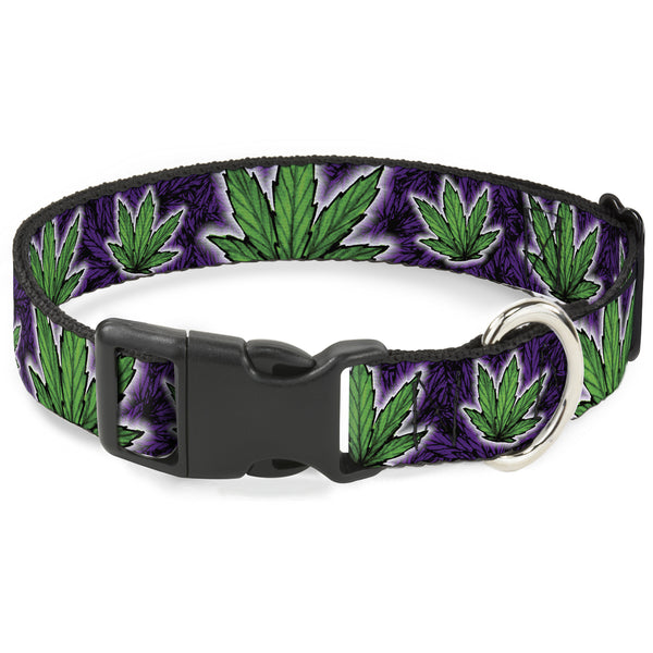 buckle down Buckle-Down Plastic Buckle Dog Collar - Marijuana Haze Purple