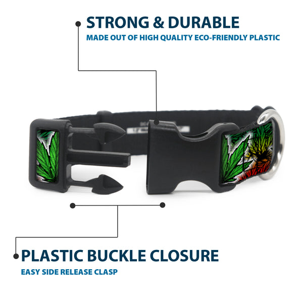 Buckle Down Buckle-Down Plastic Buckle Dog Collar - Marijuana Haze Rasta/White