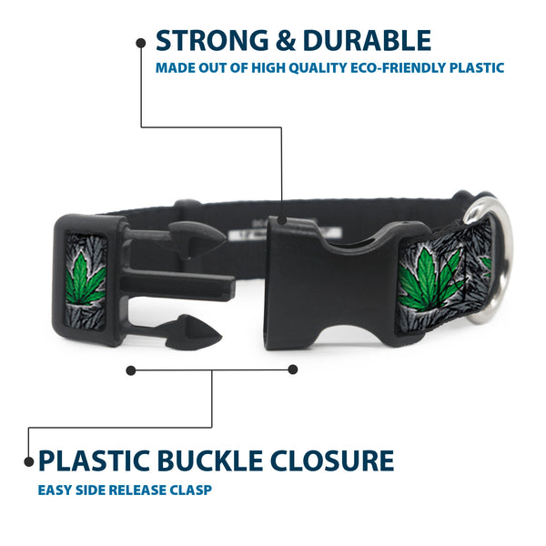 Buckle Down Buckle-Down Plastic Buckle Dog Collar - Marijuana Haze Black