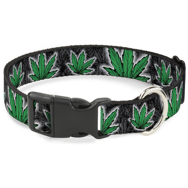 buckle down Buckle-Down Plastic Buckle Dog Collar - Marijuana Haze Black