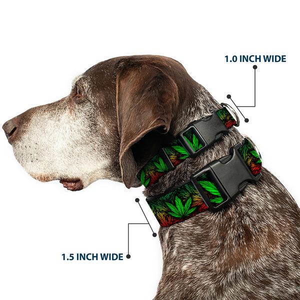 Buckle Down Buckle-Down Plastic Buckle Dog Collar - Marijuana Haze Rasta/Black