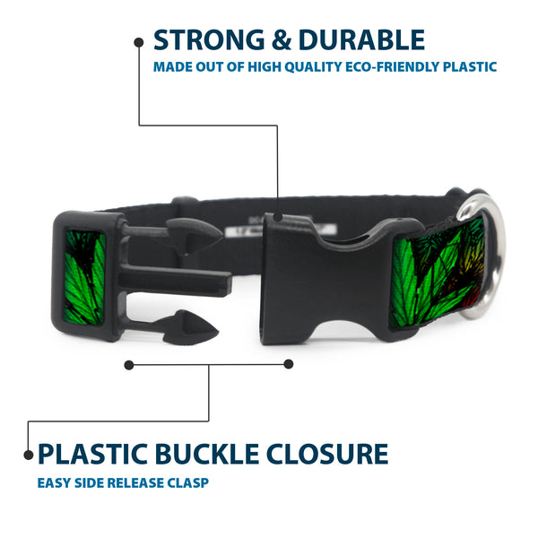 Buckle Down Buckle-Down Plastic Buckle Dog Collar - Marijuana Haze Rasta/Black
