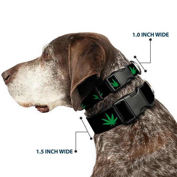 Buckle Down Buckle-Down Plastic Buckle Dog Collar - Marijuana Leaf Repeat Black/Green