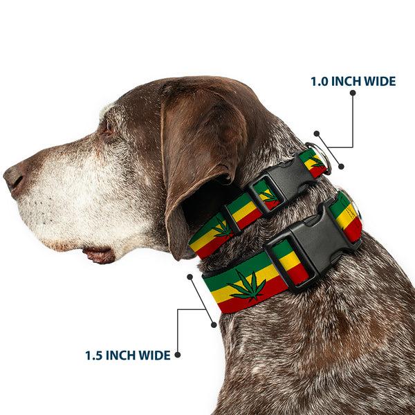 Buckle Down Buckle-Down Plastic Buckle Dog Collar - Marijuana Leaf Repeat Rasta