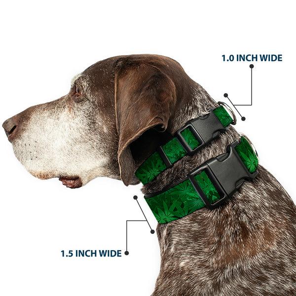 Buckle Down Buckle-Down Plastic Buckle Dog Collar - Marijuana Leaves Stacked