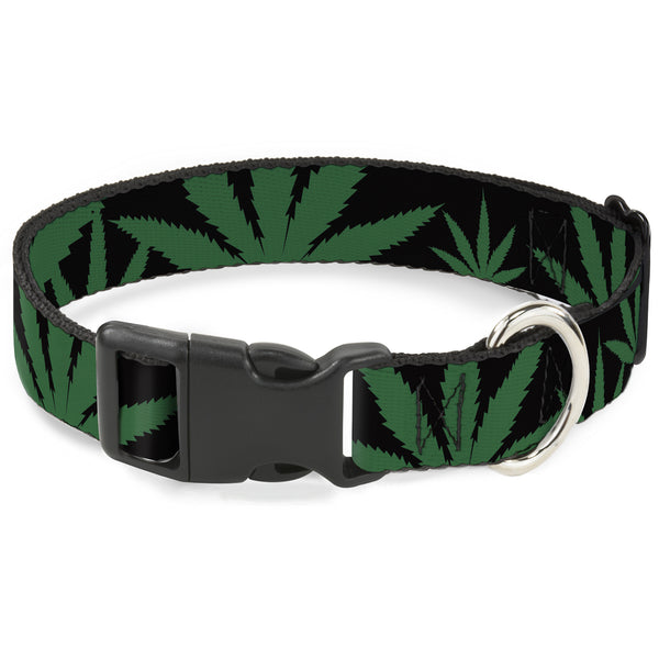 buckle down Buckle-Down Plastic Buckle Dog Collar - Marijuana Leaf Close-Up