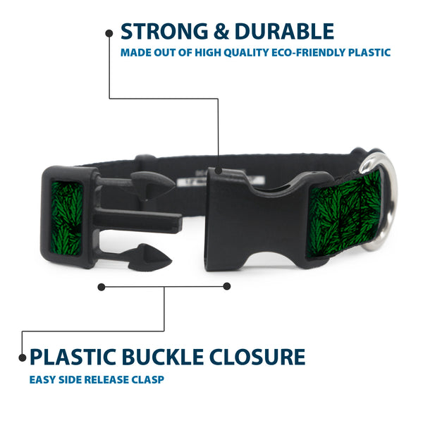 Buckle Down Buckle-Down Plastic Buckle Dog Collar - Marijuana Leaves Stacked Black/Green